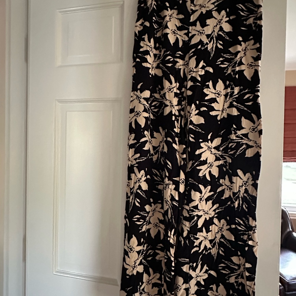 Floral Black and Cream Flair Pants